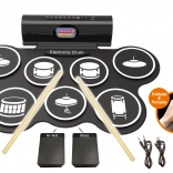 Elektronisches Schlagzeugset mit Pedalen und Lichteffekten