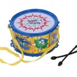 Plastiktrommel für Kinder mit Trageriemen und Schlägeln 16 × 9 cm