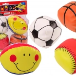 Weiche Sportbälle für Kinder – Fußball, Basketball, Baseball und Rugby, Set mit 4 Stück