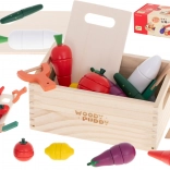 Holzmagnetisches Gemüse zum Schneiden in einer Kiste mit Zubehör