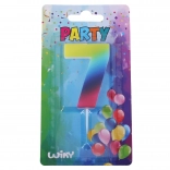 Party-Kerze Zahl 7, Regenbogen