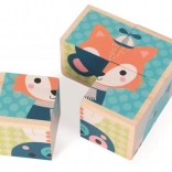 Holzbausteine JANOD – Waldtiere, 4 Würfel