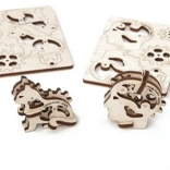 Ugears 3D mechanische Holzpuzzles – 4 mechanische Anhänger Charakter-Symbole