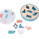 Holzpuzzle mit Tierumrissen aus dem Ozean