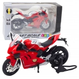 Metallsportmotorrad 1:12 mit Licht und Sound – rot