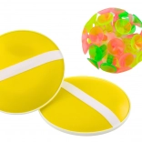 Spiel mit runden Schlägern und Ball mit Saugnäpfen Gelb