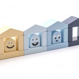 Cubika Pastellfarbene Häuschen – Holz-Bauset mit 30 Teilen