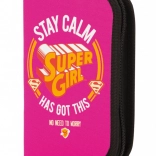 Federmäppchen Super Girl „stay calm“ – einstöckig, ohne Füllung