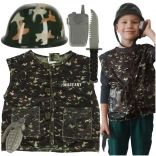 Kinder Militärkostüm mit Helm für Kinder 3-8 Jahre