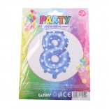 Blauer aufblasbarer Ballon Zahl 8 mit Sternchen