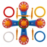 Kinder Wurfspiel mit Ringen und Körbchen mit Bällen im Netz