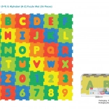 Schaumstoff-Bodenpuzzle 36 Stk. mit Zahlen und Buchstaben aus EVA für Kinder ab 10 Monaten