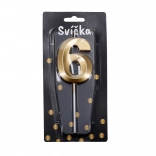 Partykerze Zahl 6 Gold