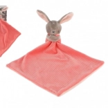 Hase/Hasen-Babyschmusetuch Plüsch 25x25 cm rosa auf Karte im Beutel 0+