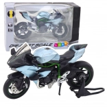 metallisches Sportmotorrad mit Licht und Sound 1:12 silber