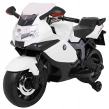Elektrisches Kindermotorrad BMW K1300 S, weiß, mit Stützrädern, Lichtern und Geräuschen