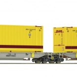 Roco Gelenk-Containerwagen Sdggmrs/T2000 AAE mit DHL-Containern, H0