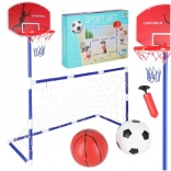 Fußballtor und Basketballkorb 2in1 mit zwei Bällen und Pumpe
