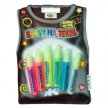 Textilfarben leuchtend im Dunkeln – Set mit 6 Neon-Farbtönen im 7-ml-Applikator