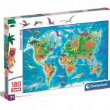 Clementoni Puzzle Dinosaurier-Karte 180 Teile