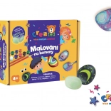 Steinmal-Set leuchtend im Dunkeln mit Farben und Pinseln CREATED