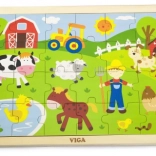 Viga Holzpuzzle Bauernhof für Kinder