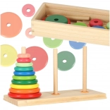 Hölzerner Hanoi-Turm – bunter Sortierer mit Box