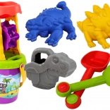 Dinosaurier-Sandset mit Sand- und Wassermühle – Schaufel, Harke, Gießkanne und Förmchen
