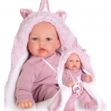 Antonio Juan Petit realistische Puppe mit Geräuschen, weicher Stoffkörper, 27 cm