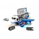 Polizeiflugzeug mit Ladefläche und 3 Autos