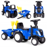 Laufrad-Traktor mit Anhänger für Kinder, interaktives Lenkrad und Sounds NEW HOLLAND – Blau
