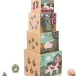 Stapelturm aus Holz mit Würfeln Bauernhof 2Kids Toys