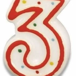 Geburtstagskerze Zahl 3, 7,3 cm