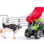 Traktor mit Anhänger, Stier und Gehege für Kinder