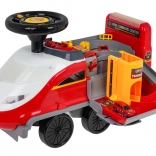 Interaktives 2-in-1-Rutschfahrzeug Feuerwehr mit Lichtern und Geräuschen, mit Parkplatz und 4 Autos