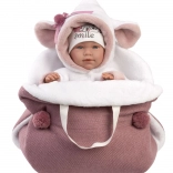 Llorens 74048 NEW BORN – realistische Babypuppe mit Geräuschen und weichem Stoffkörper – 42 cm