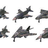 Metall-Kunststoff-Jagdflugzeug 12 cm mit Rückzug, Mix von 6 Stück im Display-Box