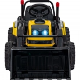 Elektrischer Kinder-Bulldozer mit Schaufel, 12 V, Fernsteuerung, sanftes Anfahren, FM‑Radio und LED – gelb