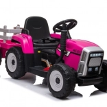 Kindertraktor mit Anhänger auf Akku rosa
