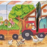 GOKI Holzwürfel Jahreszeiten auf dem Bauernhof, 12 Würfel