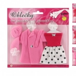 Set Puppenkleidung mit Kleid, Mantel und Mütze