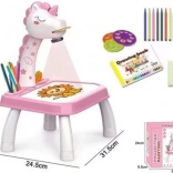 Einhorn-Zeichenprojektor mit Tisch, batteriebetrieben