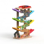 Große hölzerne Rennbahn mit 6 Rampen für Kinder