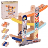 Holz-Autorennbahn mit Rutsche