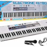 Weißes Kinderkeyboard-Set mit Mikrofon, Aufnahme und Stereo-Lautsprechern