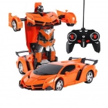 Auto-Roboter 2-in-1 mit Fernbedienung, Lichtern und Sounds, Drift – Orange