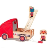 LILLIPUTIENS Holz-Feuerwehrwagen mit Schlauch, Leiter und Glocke – Nashorn Marius 2+