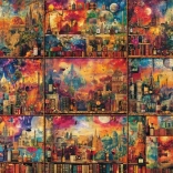 Puzzle Reisen mit Büchern und Wein 2000 Teile