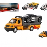 Abschleppwagen mit kleinem Auto, 11 cm, Rückziehmotor, Metall/Kunststoff, in Geschenkbox
