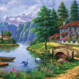 Puzzle Dorf am See 1500 Teile
